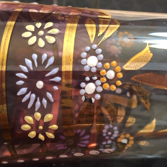 Set of 2 Vintage Juice Glasses Hand Painted Purple Ombré - Picture 12 of 13